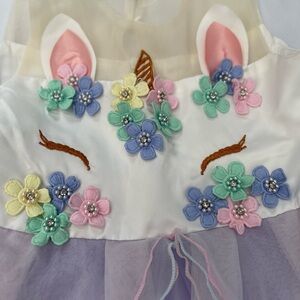 White and Purple Casual Dress with Floral Embellishments